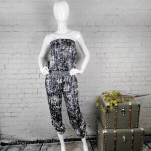 Lucy Paris Strapless Blouson Jumpsuit Gray Size Medium